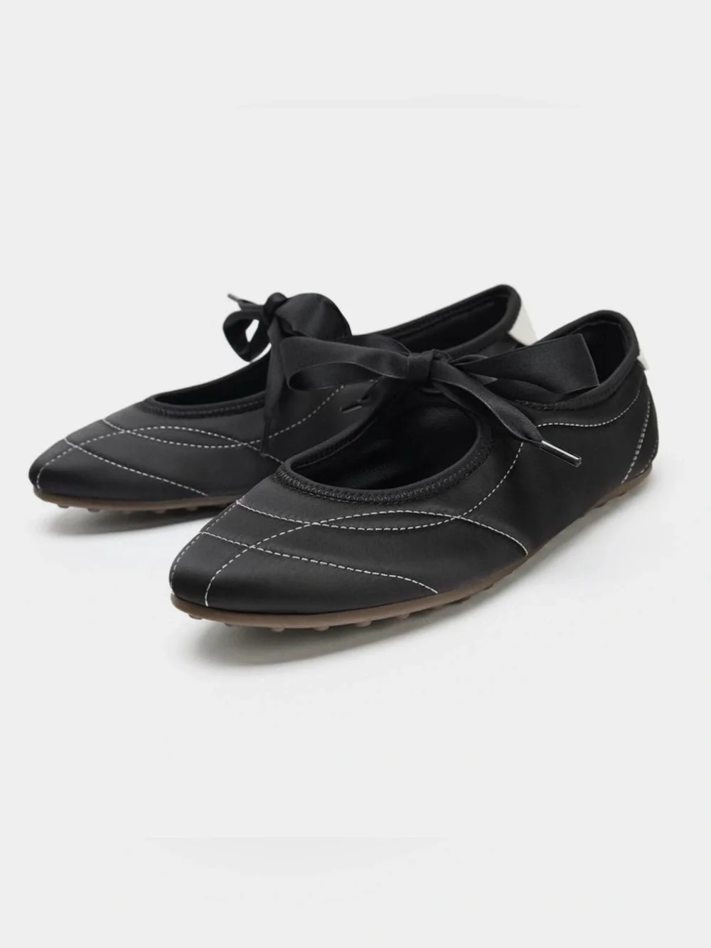🔥🔥Zara Black Ribbon Tie Ballet Flats